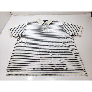 Polo By Ralph Lauren Mens Shirt Polo Short Sleeve Collared Striped White 2XB Big